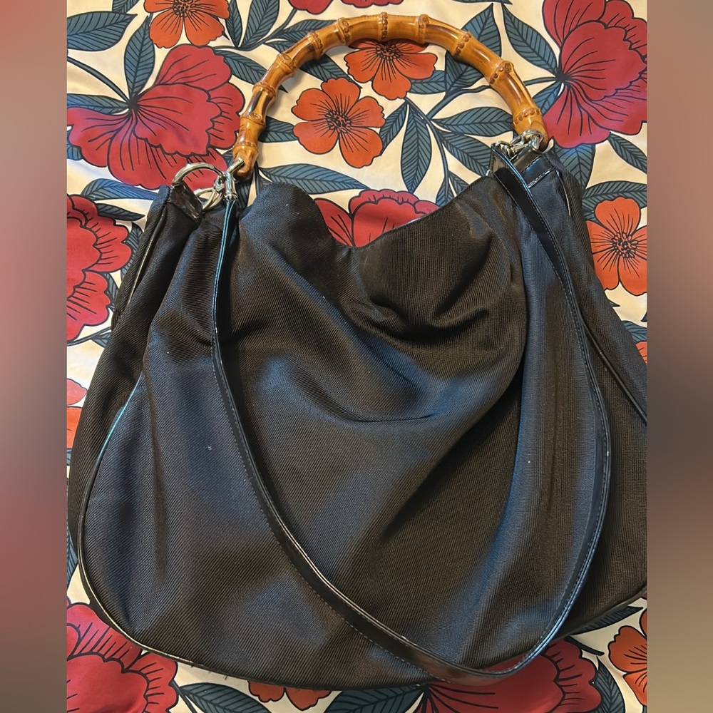 Gucci Black Crossbody Bag with Bamboo Handle